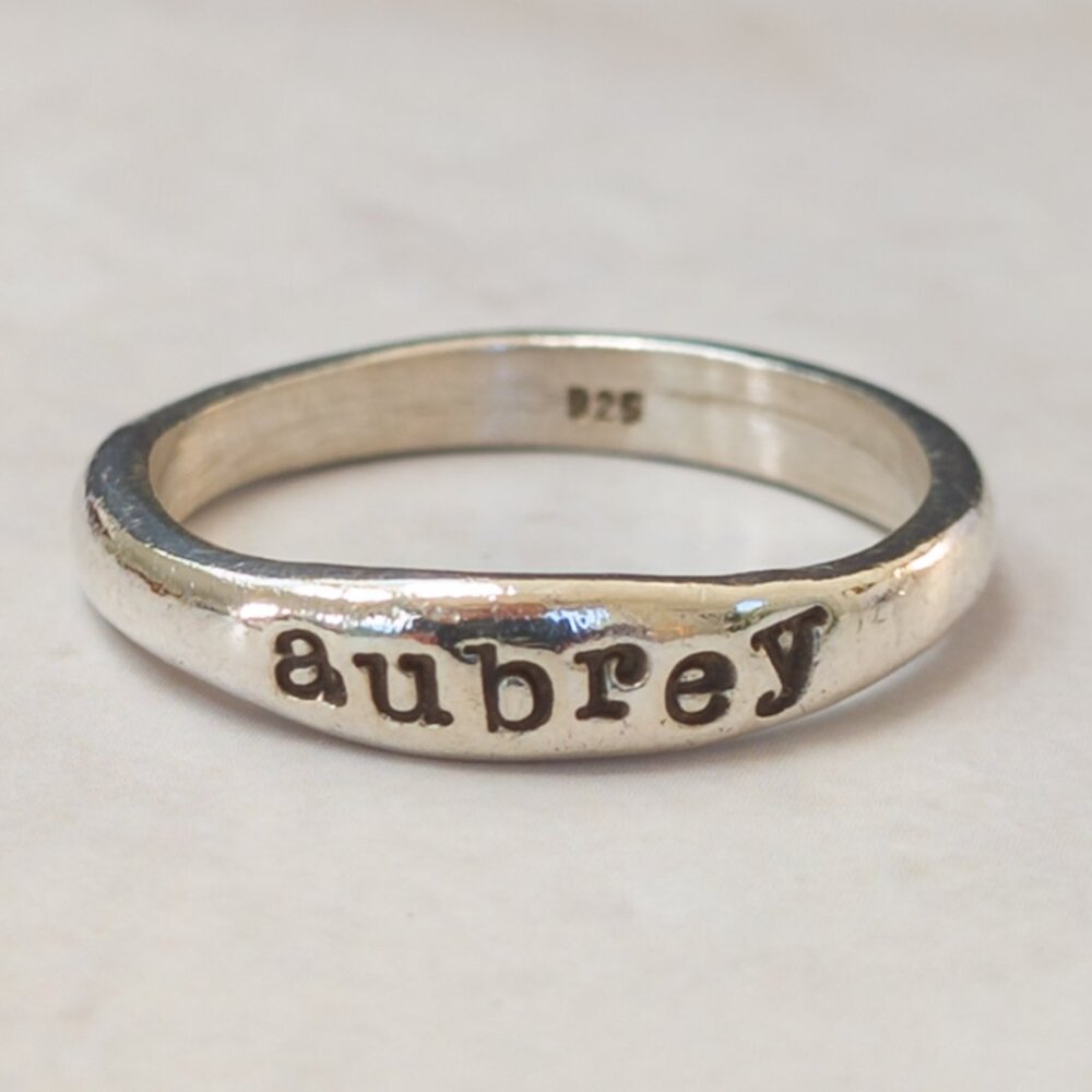 Sterling Silver Name Ring — “aubrey”, Size 7.5, 925